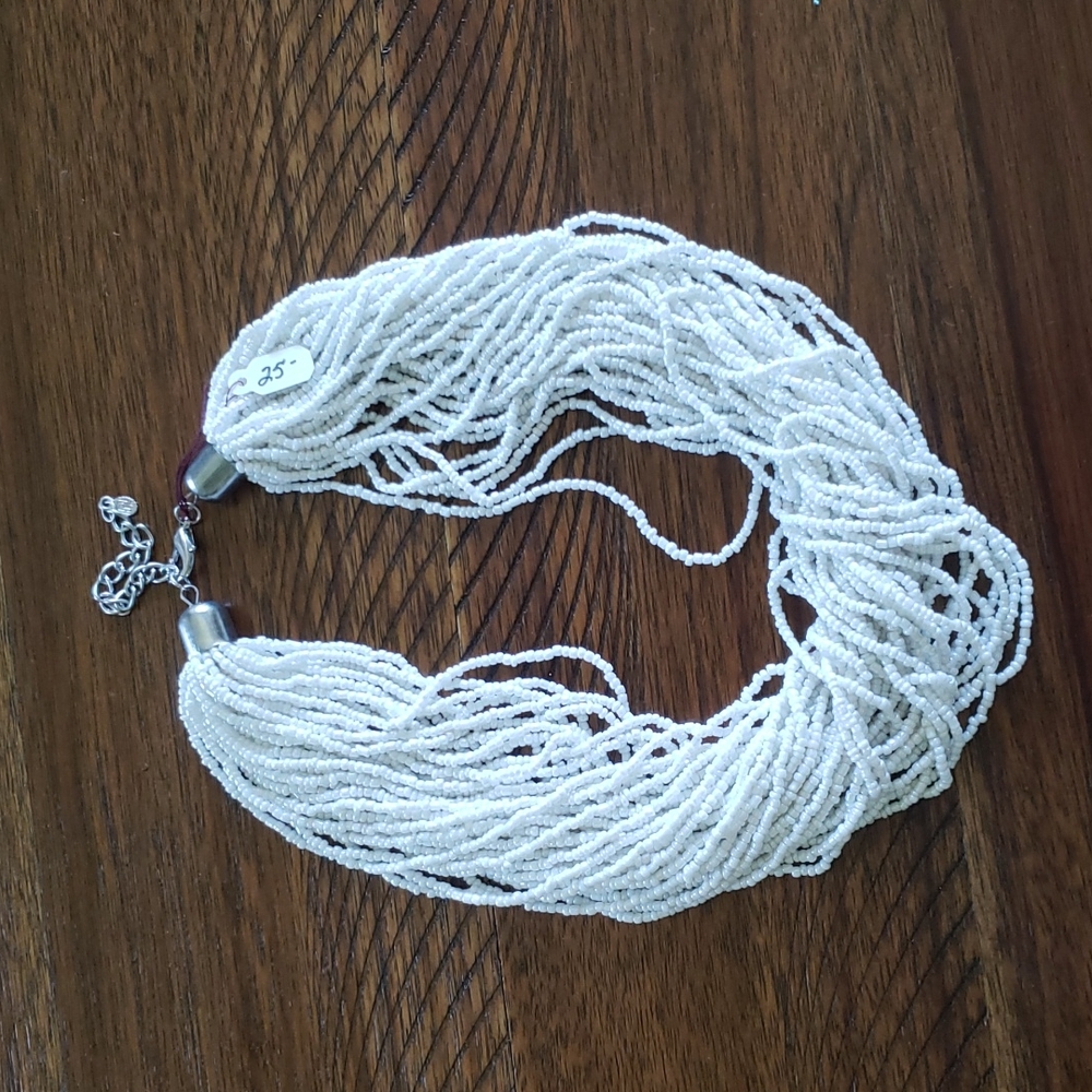 White bead necklace